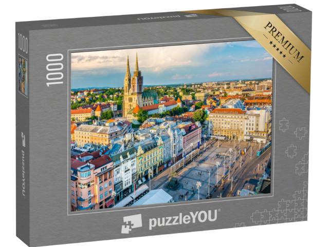 puzzle 1000 dílků „Letecký pohled na hlavní město Chorvatska, Záhřeb“