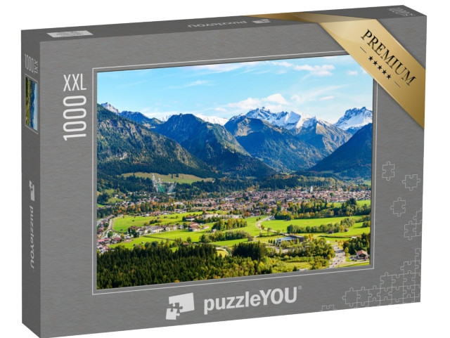 puzzle 1000 dílků XXL „Panoramatický pohled na Obersdorf v Allgäu“