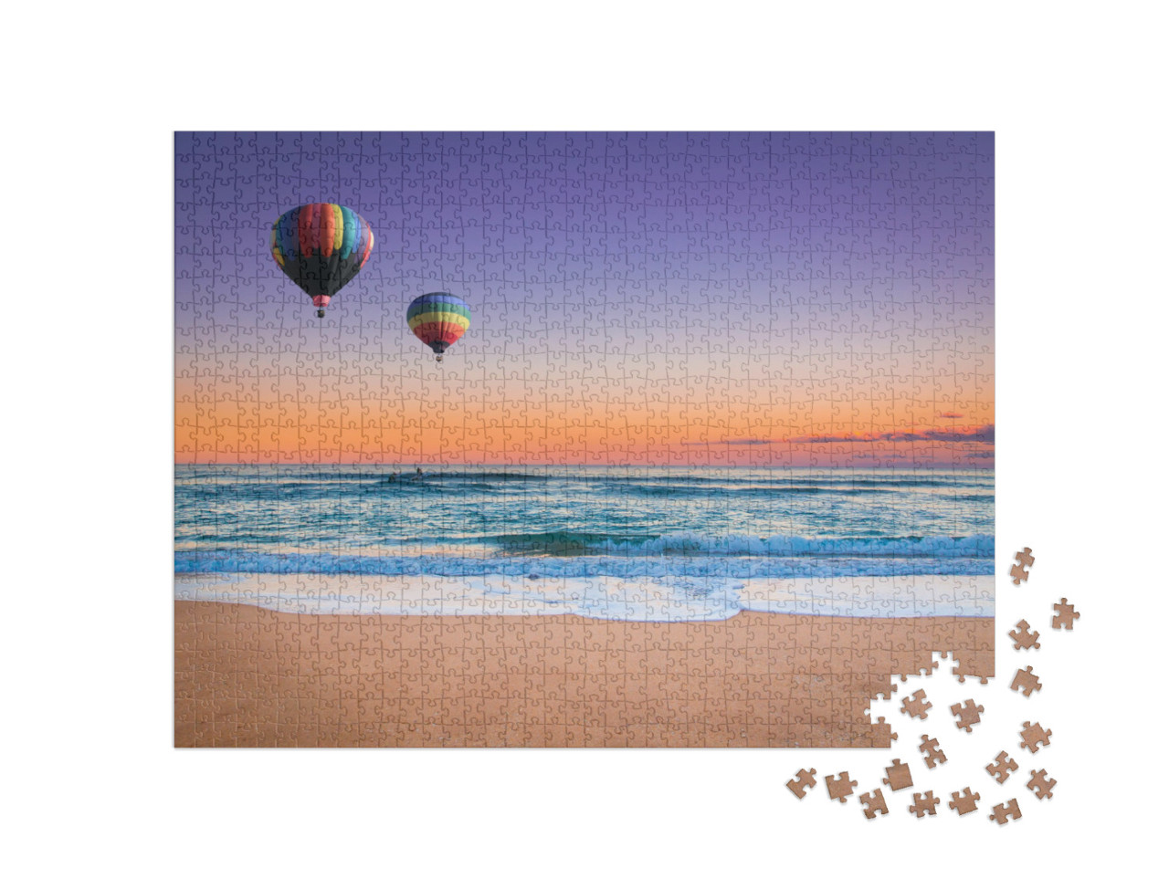 puzzle 1000 dílků „Horkovzdušný balón nad pláží v Novém Jižním Walesu, Austrálie“