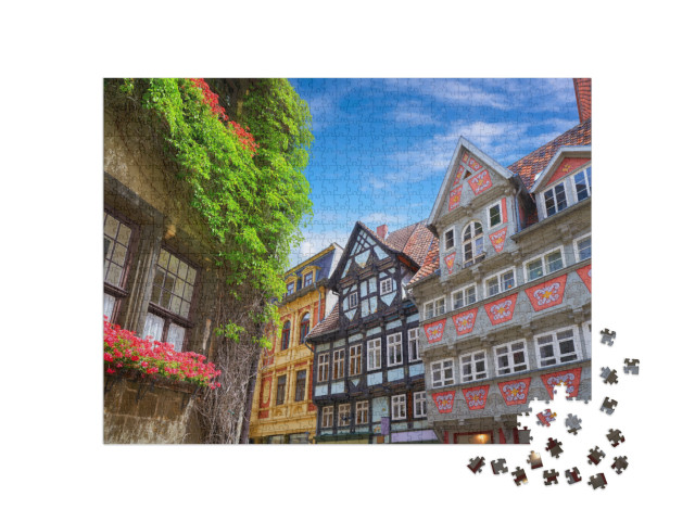 puzzle 1000 dílků „Průčelí města Quedlinburg, Harz, Sasko-Anhaltsko“