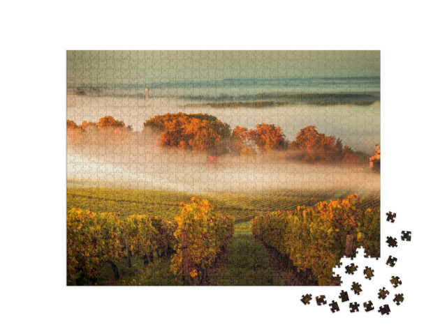 puzzle 1000 dílků „Vinice při západu slunce v Bordeaux, Francie“