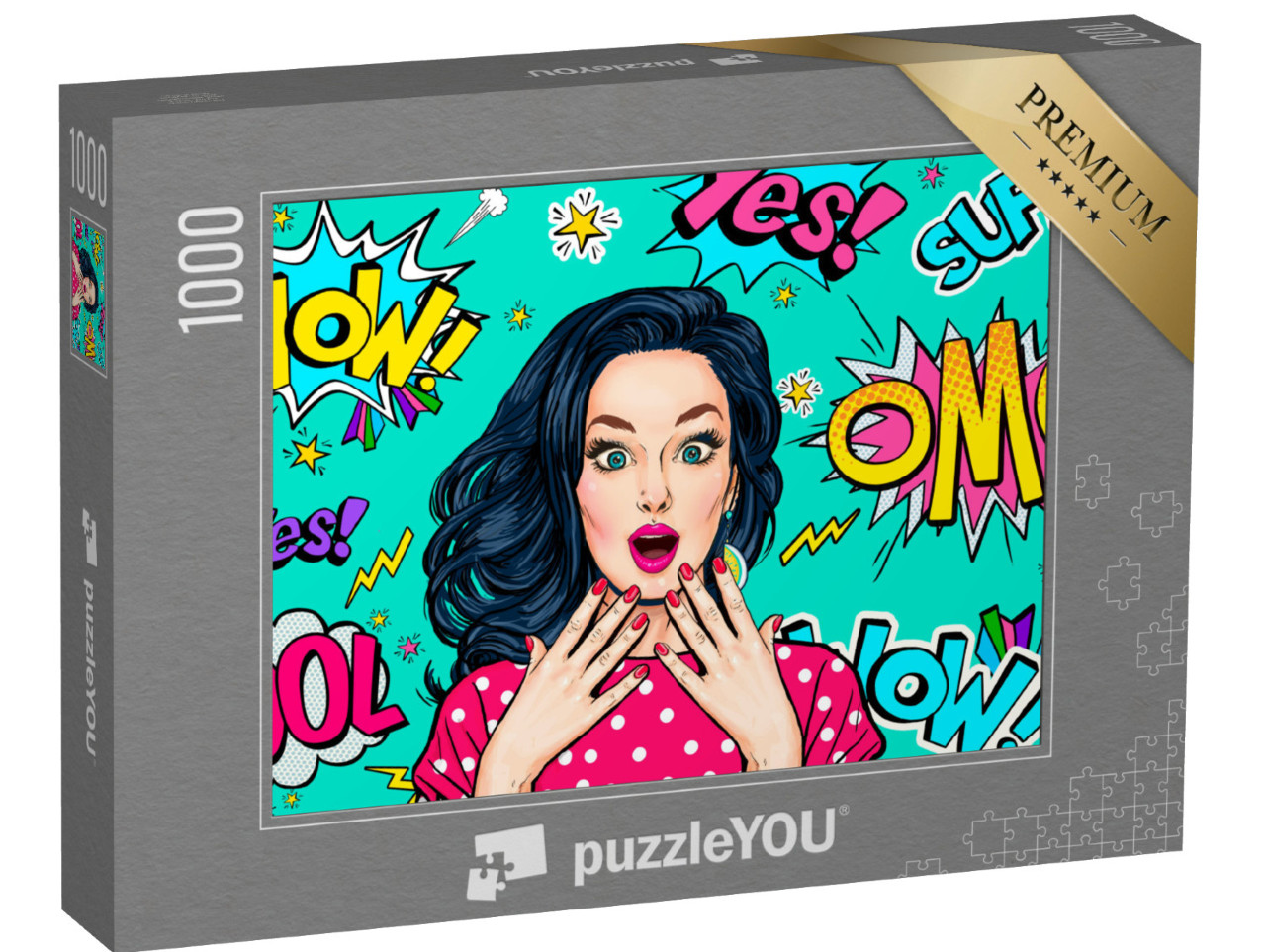 puzzle 1000 dílků „Překvapená žena ve stylu pop artu“