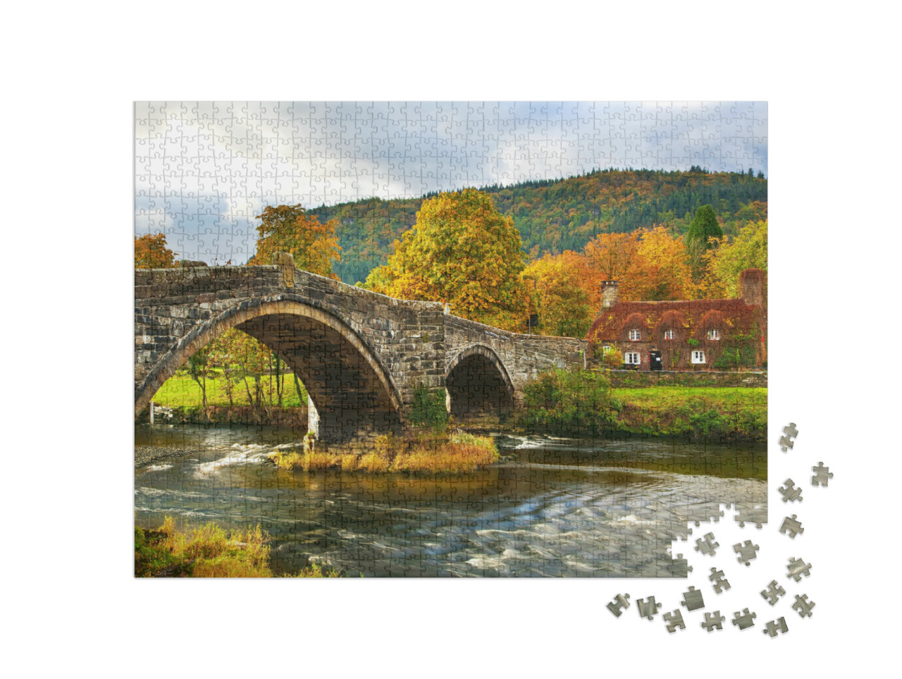 puzzle 1000 dílků „llanwrst Bridge, Snowdonia, Severní Wales, Velká Británie“