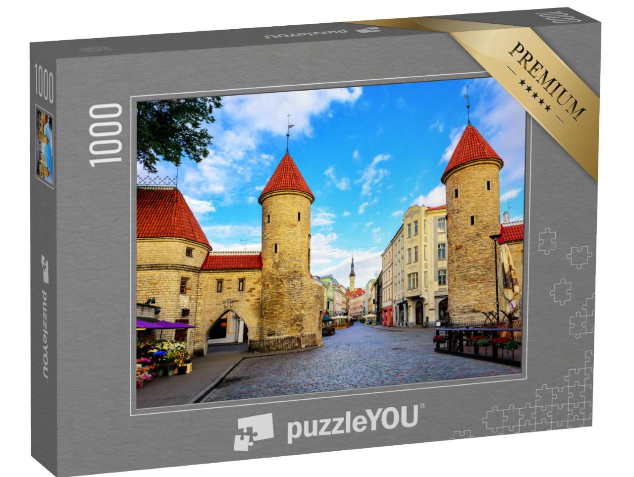 puzzle 1000 dílků „Dvojice věží brány Viru ve Starém Městě v Tallinnu, Estonsko“