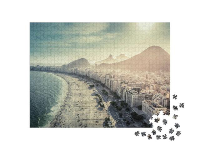 puzzle 1000 dílků „Pláž Copacabana v Riu de Janeiru, Brazílie, černobíle“