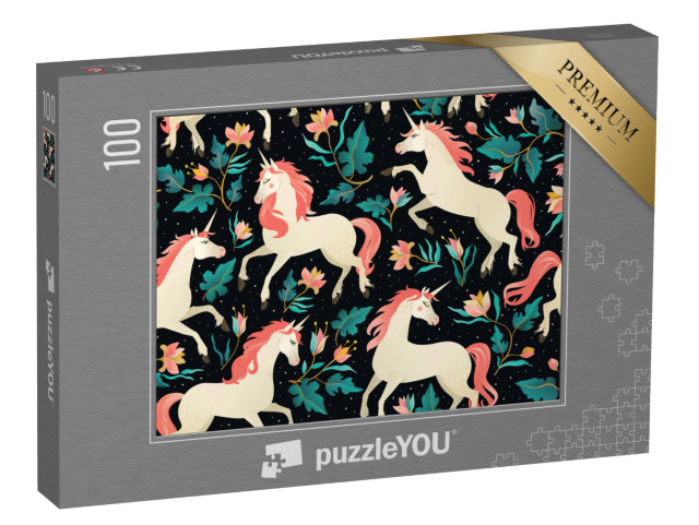 puzzle 100 dílků „Jednorožci v pohádkovém lese“