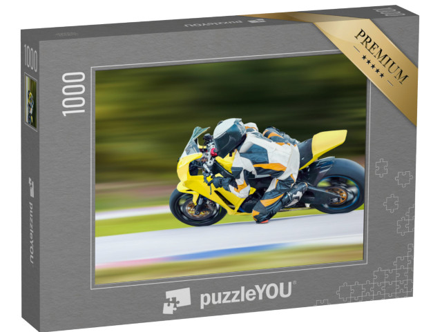 puzzle 1000 dílků „Jízda na motorce v rychlé zatáčce“