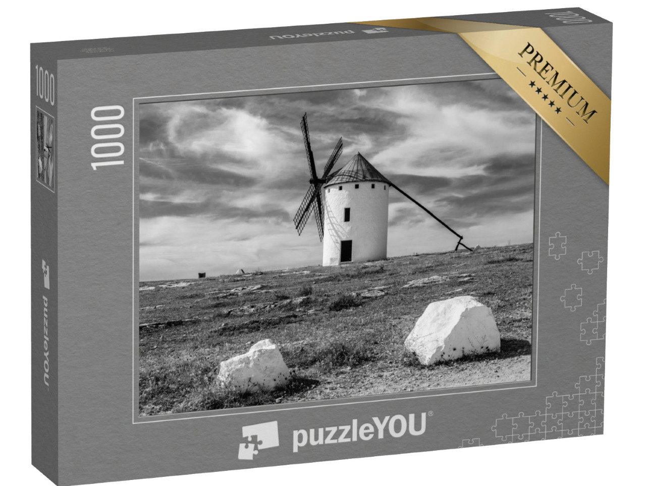 puzzle 1000 dílků „Typický větrný mlýn v Campo de Criptana, Španělsko“