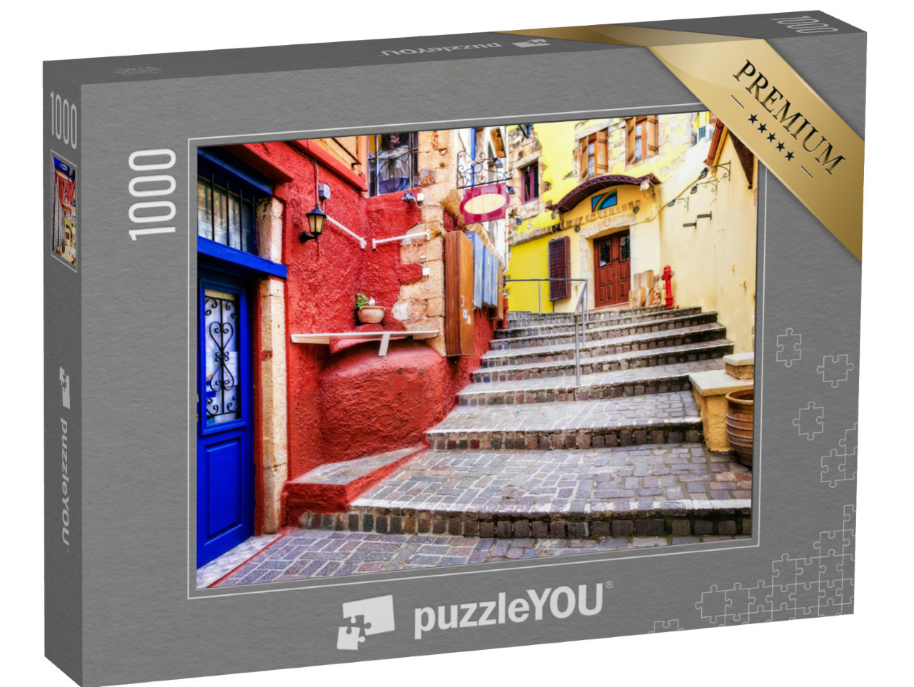 puzzle 1000 dílků „Ulice starobylého města Chania na ostrově Kréta“