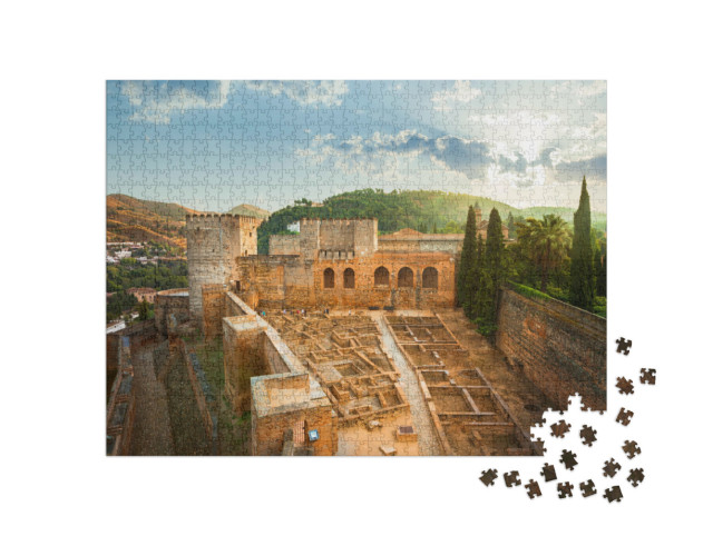 puzzle 1000 dílků „Alhambra de Granada při východu slunce Památka světového dědictví UNESCO“