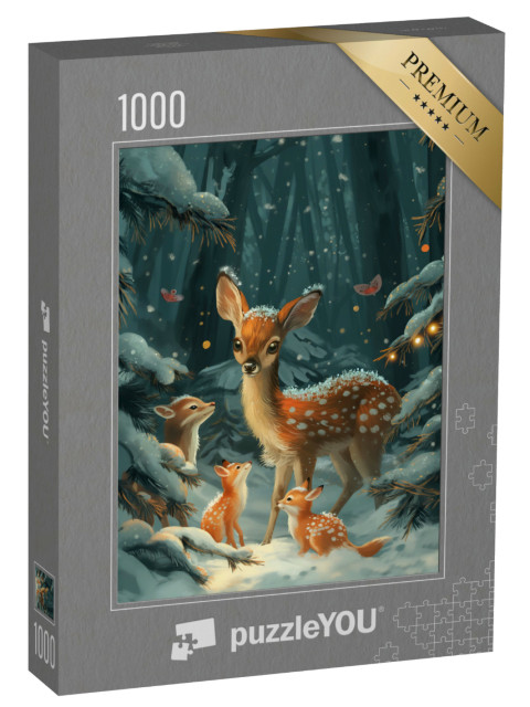 puzzle 1000 dílků „Vánoční přátelé na dobrodružném výletě“