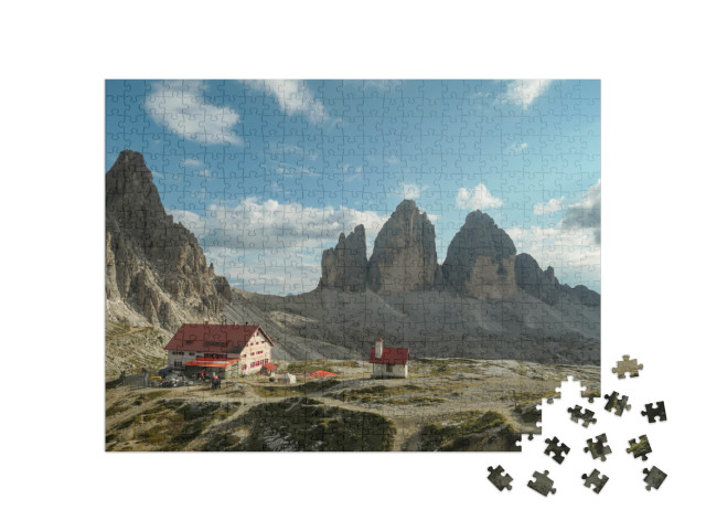 puzzle 500 dílků „Tři vrcholy, alpské vrcholy v Dolomitech“