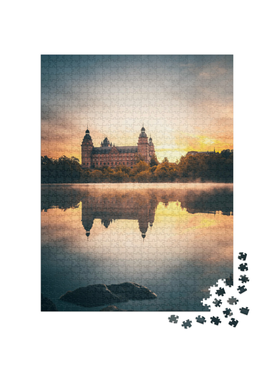 puzzle 1000 dílků „Východ slunce nad Johannisburgem v Aschaffenburgu, Německo“