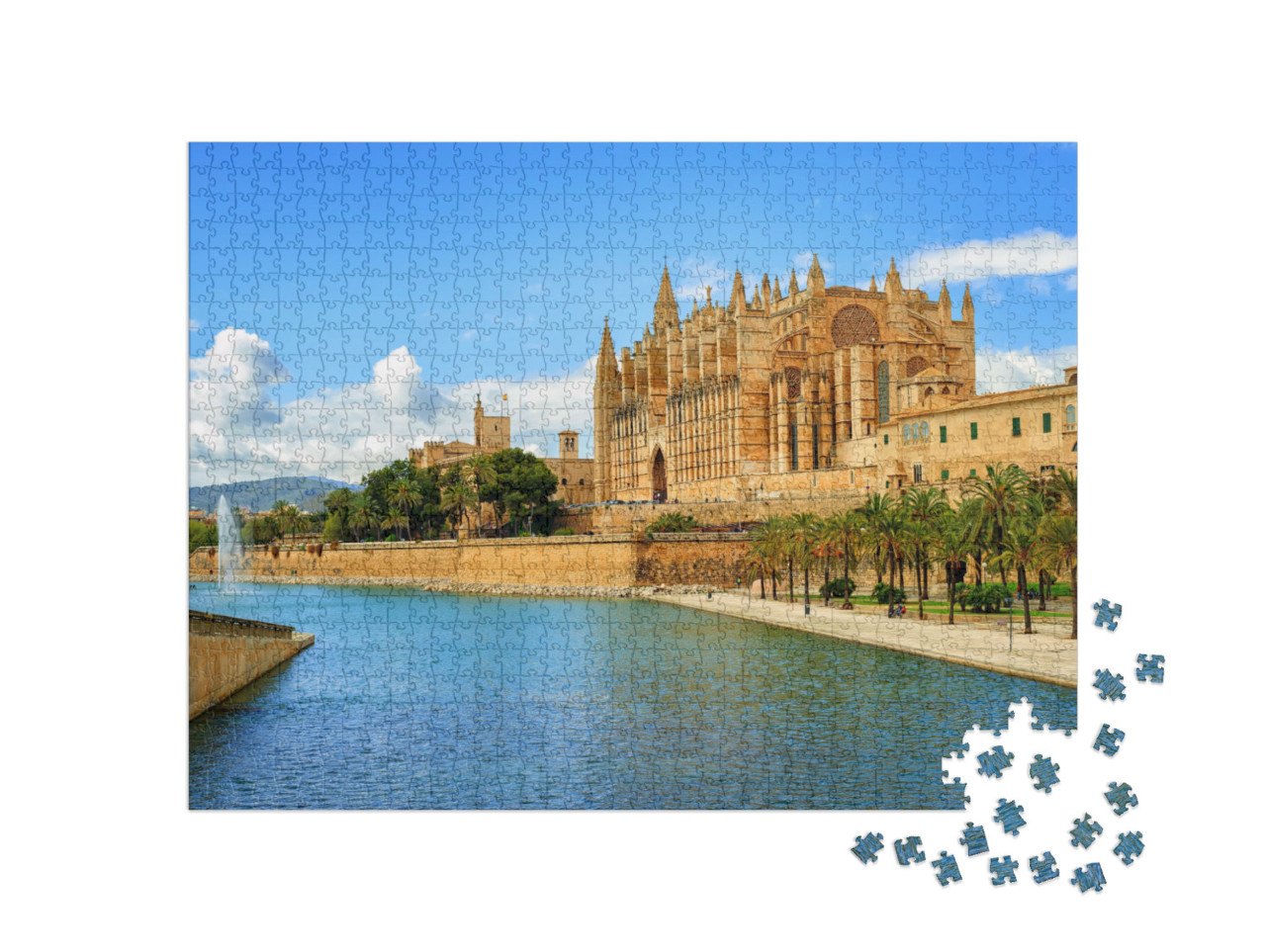puzzle 1000 dílků „La Seu, gotická středověká katedrála v Palma de Mallorca, Španělsko“