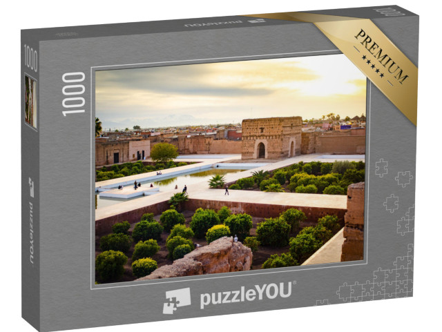 puzzle 1000 dílků „Západ slunce v El Badi, krajina nedaleko Marrákeše, Maroko“
