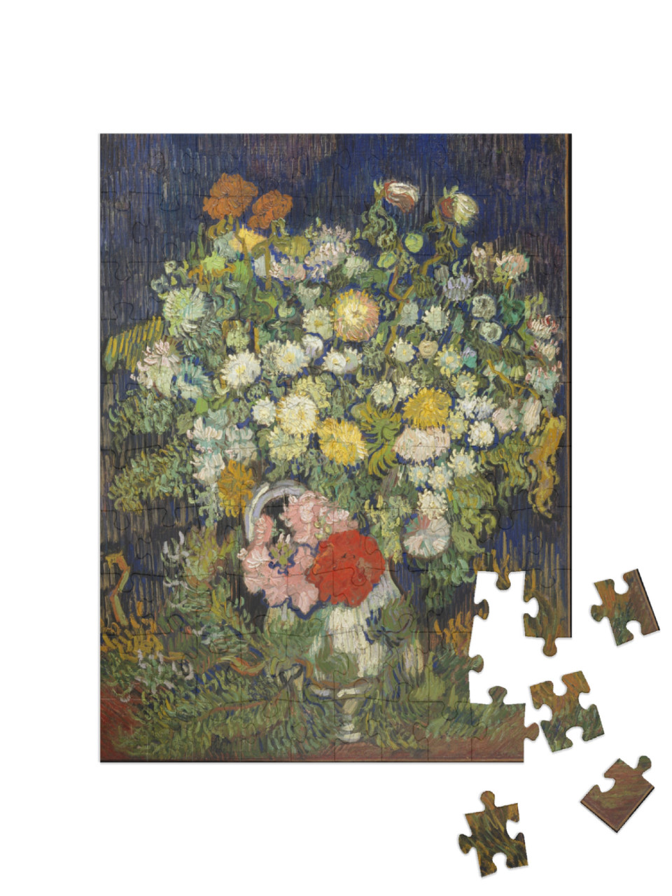 puzzle 100 dílků „Vincent van Gogh - Kytice květin ve váze“