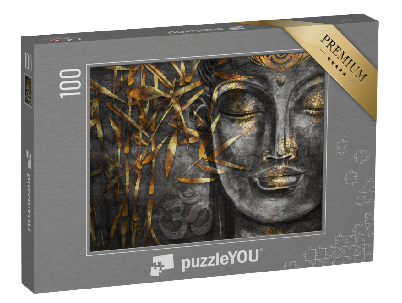 puzzle 100 dílků „Digitální umělecká koláž v kombinaci s akvarelem: Buddha Bodhisattva“