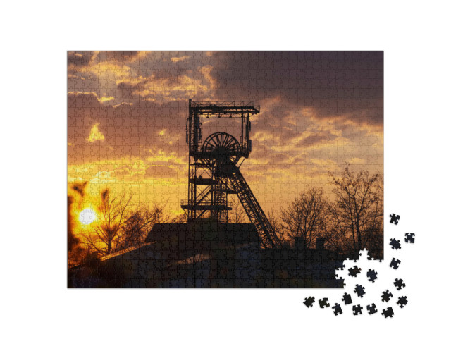 puzzle 1000 dílků „Nevyužívaný důl Alsbachschacht, Sársko, Německo“