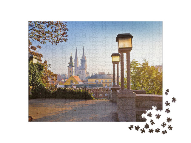 puzzle 1000 dílků „Záhřebské věže při východu slunce, Chorvatsko“