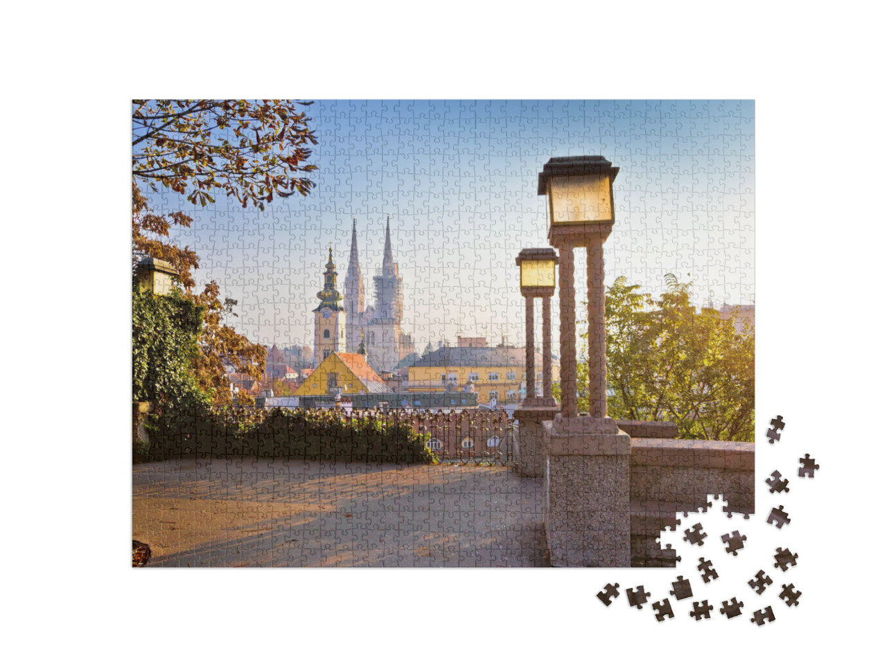 puzzle 1000 dílků „Záhřebské věže při východu slunce, Chorvatsko“
