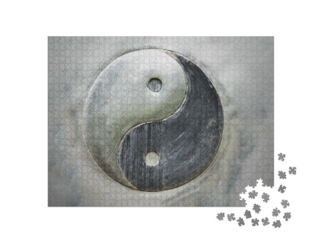 puzzle 1000 dílků „Pozadí z oceli jin-jang“