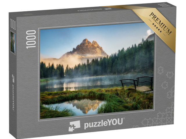 puzzle 1000 dílků „Krajina Antorno s jezerem a horskými vrcholy, Dolomity, Jižní Tyrolsko“