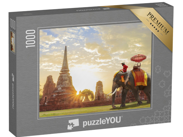 puzzle 1000 dílků „Slon pro turisty při východu slunce“