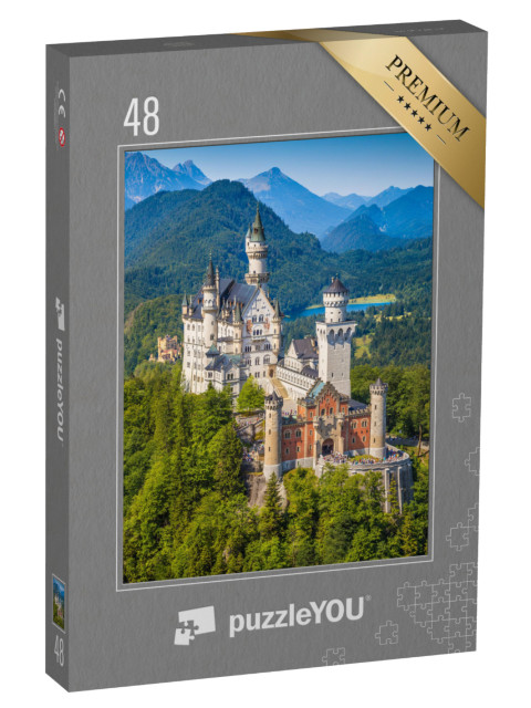 puzzle 48 dílků „Zámek Neuschwanstein, který nechal v 19. století postavit král Ludvík II.“