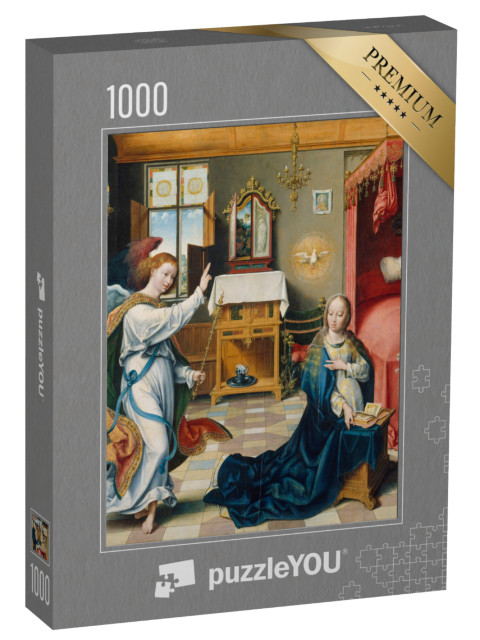 puzzle 1000 dílků „Joos van Cleve - Zvěstování Panně Marii“