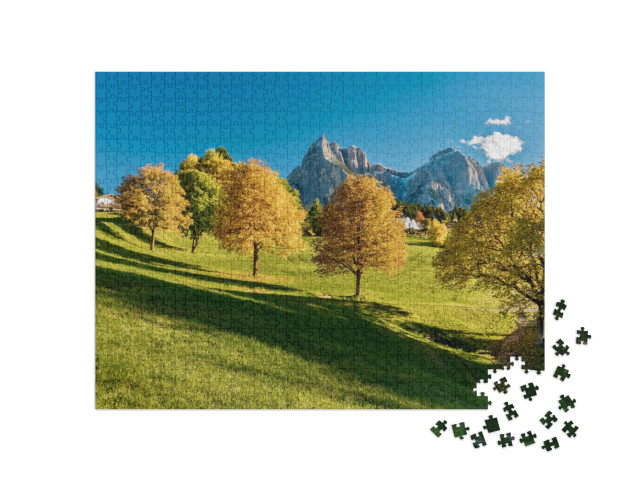 puzzle 1000 dílků „Horská krajina Dolomit na podzim, Itálie“