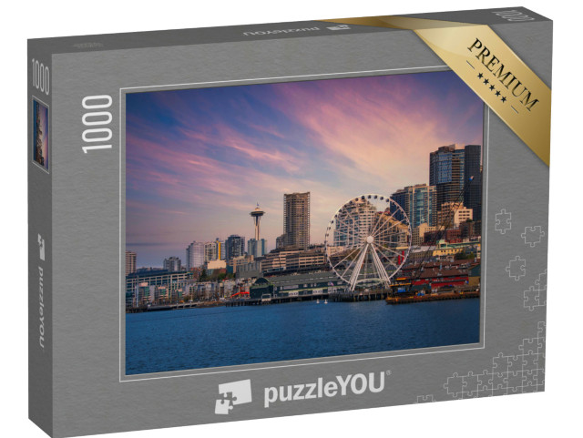 puzzle 1000 dílků „Centrum Seattlu - panorama s ruským kolem“