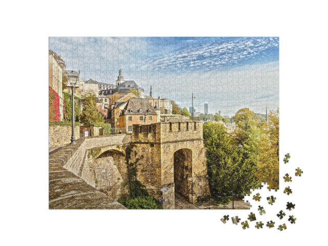 puzzle 1000 dílků „Centrum Lucemburku, malebný výhled“
