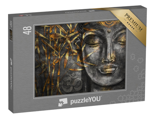 puzzle 48 dílků „Digitální umělecká koláž v kombinaci s akvarelem: Buddha Bodhisattva“