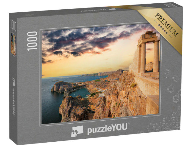 puzzle 1000 dílků „Bělostná vesnice Lindos na Rhodosu, Řecko“