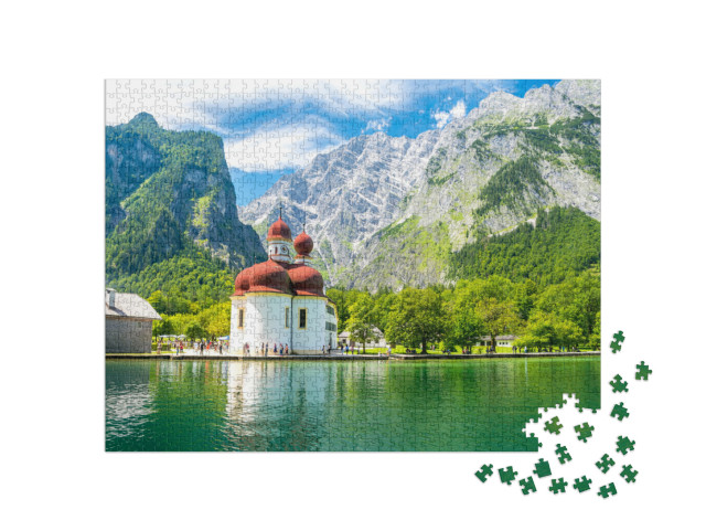 puzzle 1000 dílků „Jezero Königsee s kostelem svatého Bartoloměje“