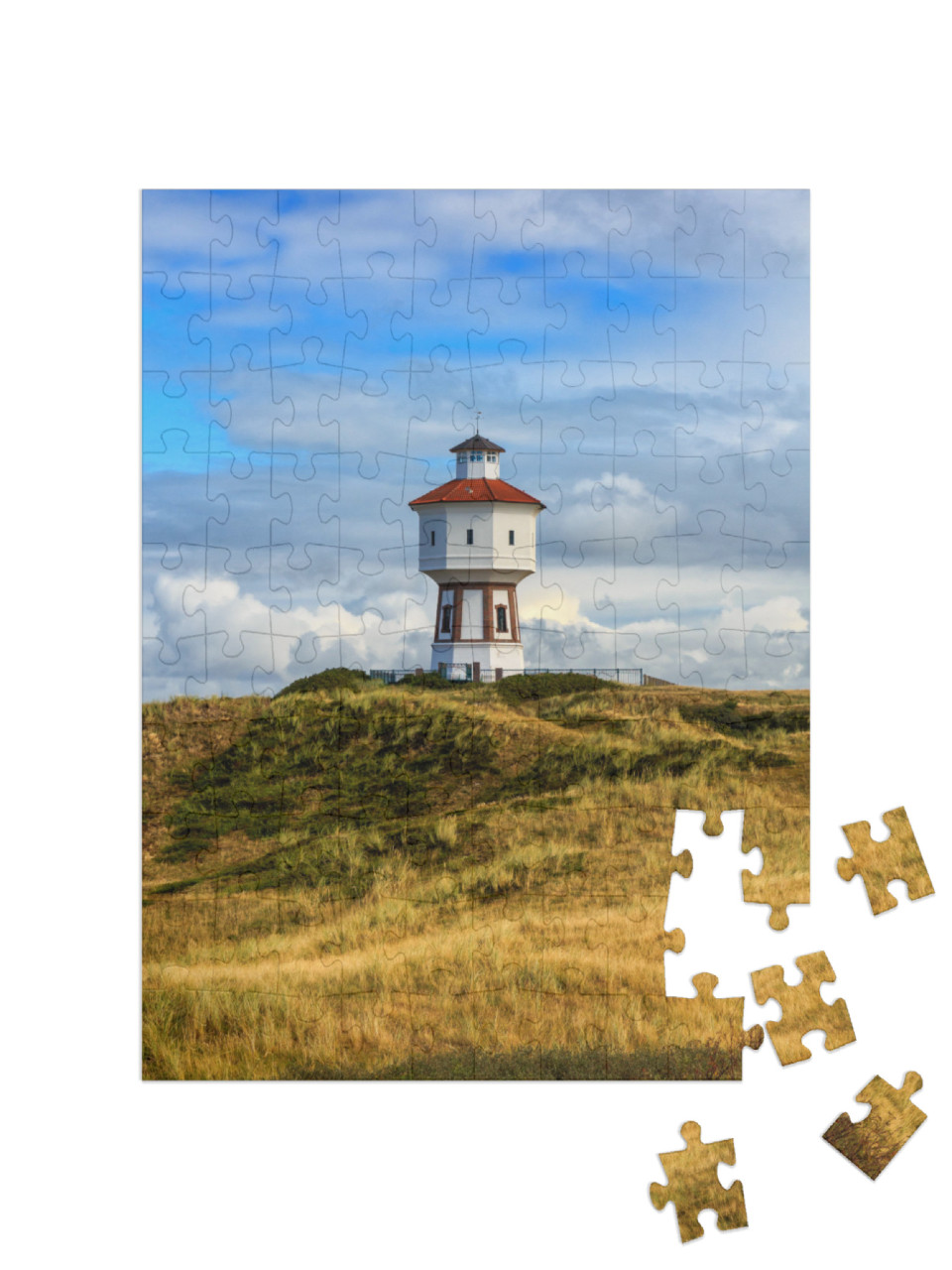 puzzle 100 dílků „Maják na ostrově Langeoog, Dolní Sasko“