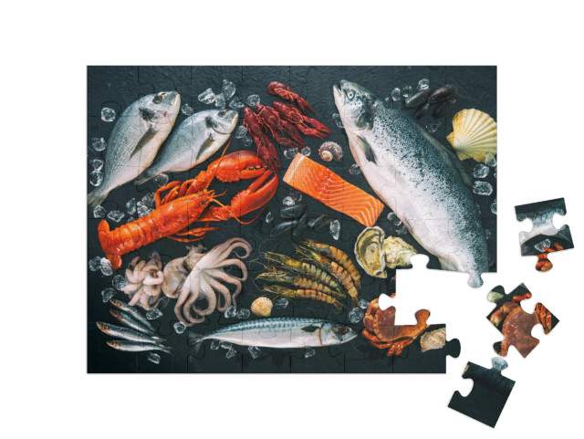 puzzle 48 dílků „Čerstvé ryby a mořské plody“