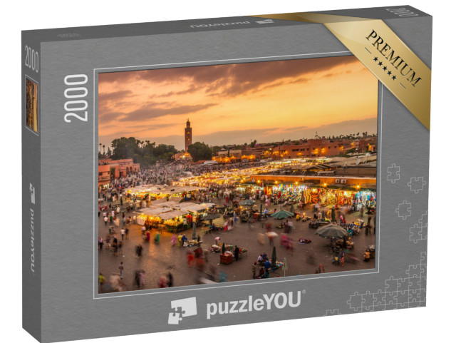 puzzle 2000 dílků „Tržiště Djemaa el-Fna večer, Marrákeš, Maroko“