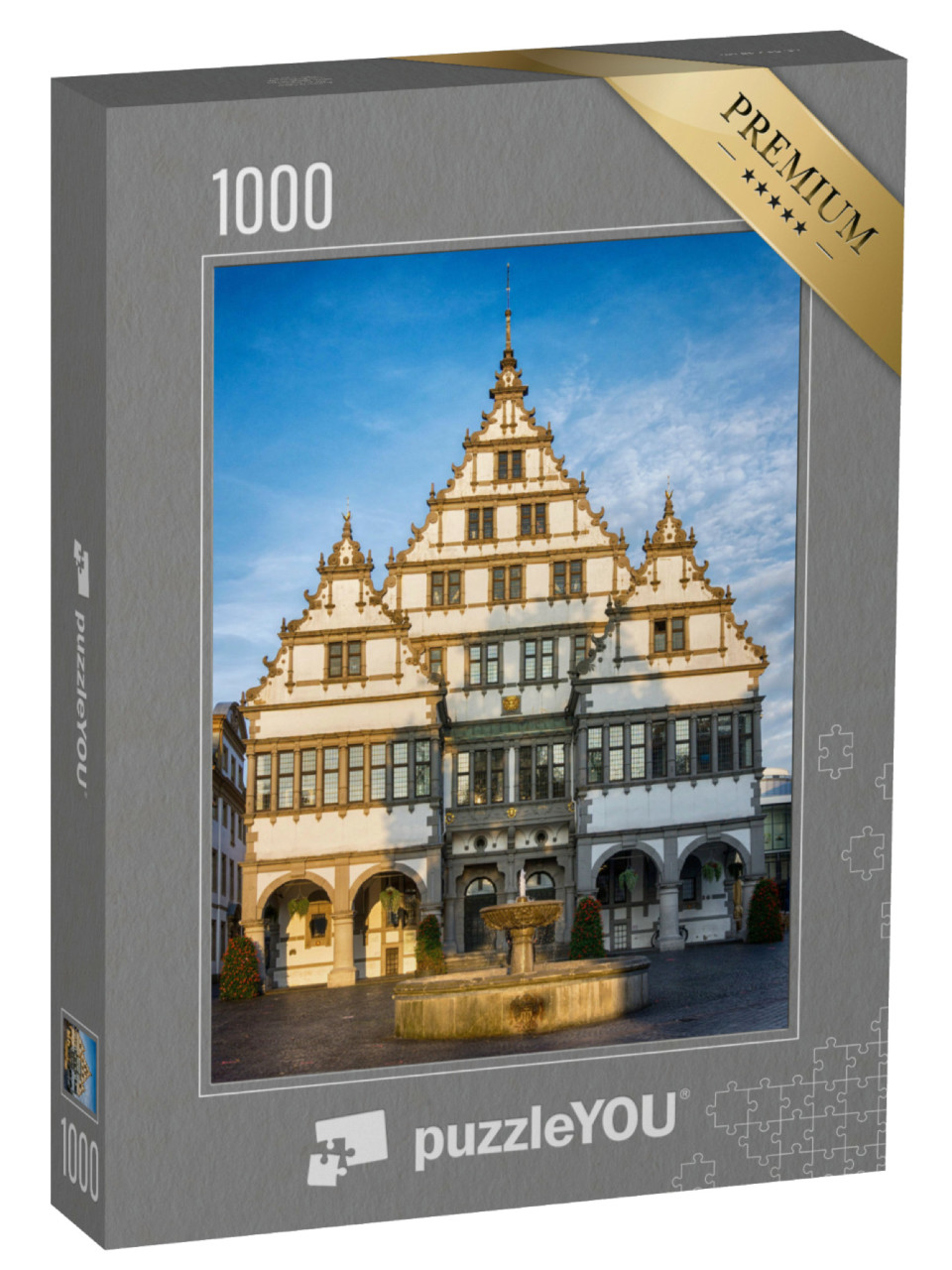 puzzle 1000 dílků „Radnice v německém Paderbornu postavená v roce 1611“