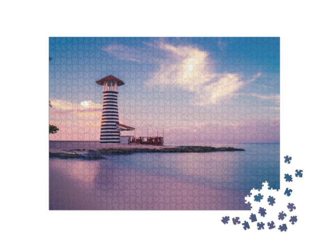 puzzle 1000 dílků „Východ slunce na pláži Bayahibe, La Romana, Dominikánská republika“