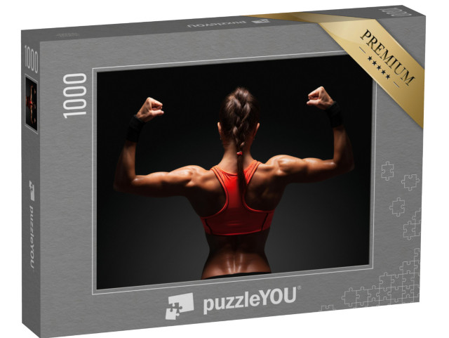 puzzle 1000 dílků „Hra svalů na zádech atletické mladé ženy“