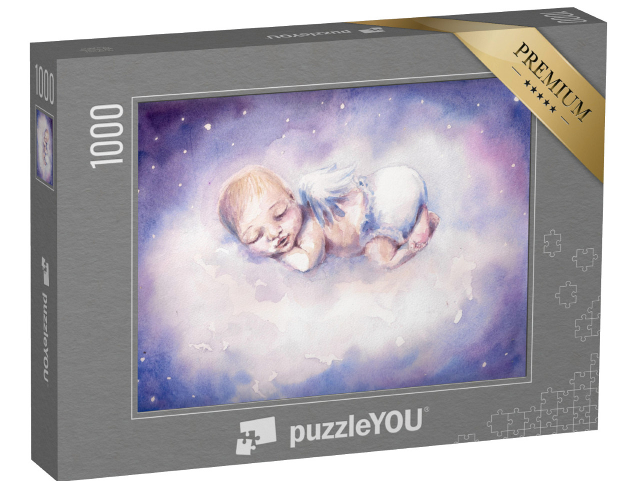 puzzle 1000 dílků „Spící novorozeně s andělskými křídly“
