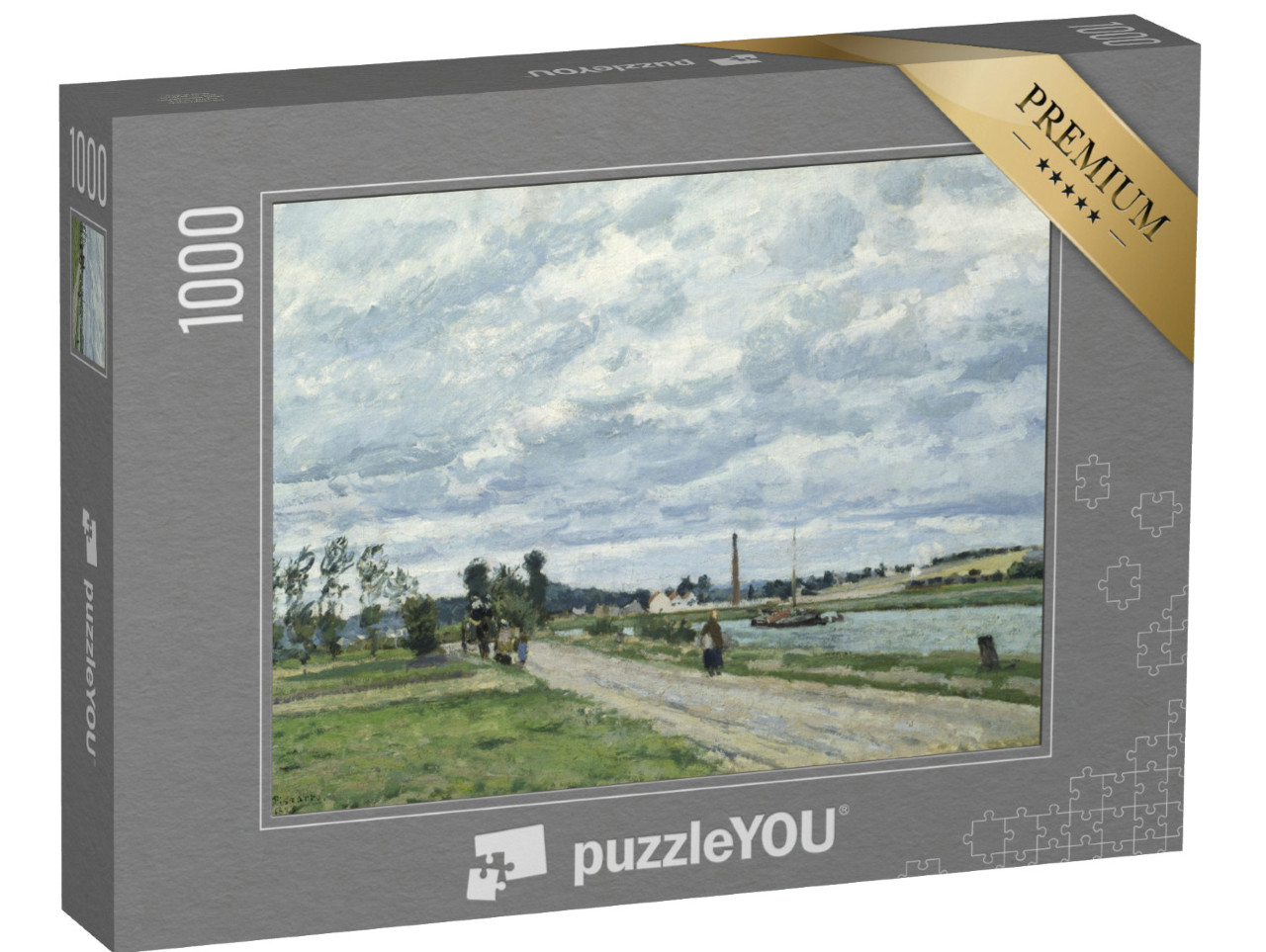 puzzle 1000 dílků „Camille Pissarro - Břehy řeky Oise u Pontoise“