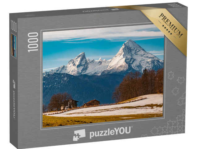 puzzle 1000 dílků „Zimní krajina na řece Watzmann, Německo“