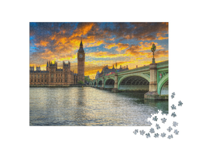 puzzle 1000 dílků „Big Ben a Westminsterský palác, Londýn, Velká Británie“