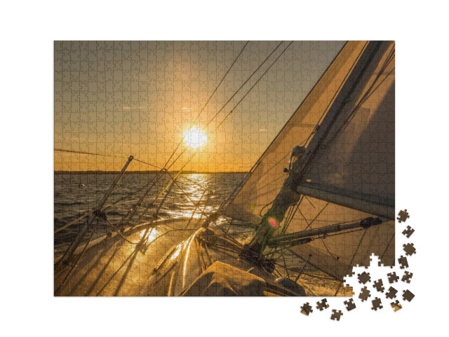 puzzle 1000 dílků XXL „Plachetnice při západu slunce“