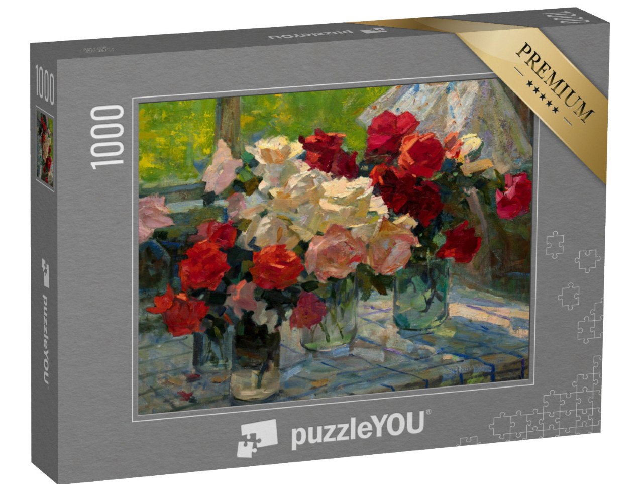 puzzle 1000 dílků „Zátiší s kyticemi květin ve vázách“