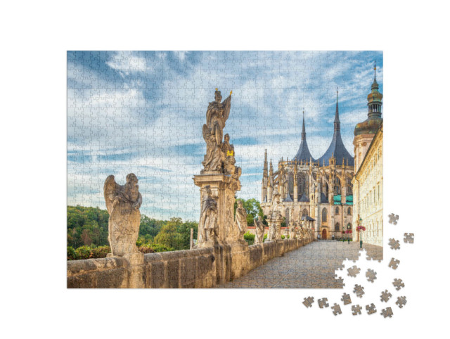 puzzle 1000 dílků „Chrám sv. Barbory a Jezuitská kolej Kutná hora, Česká republika“