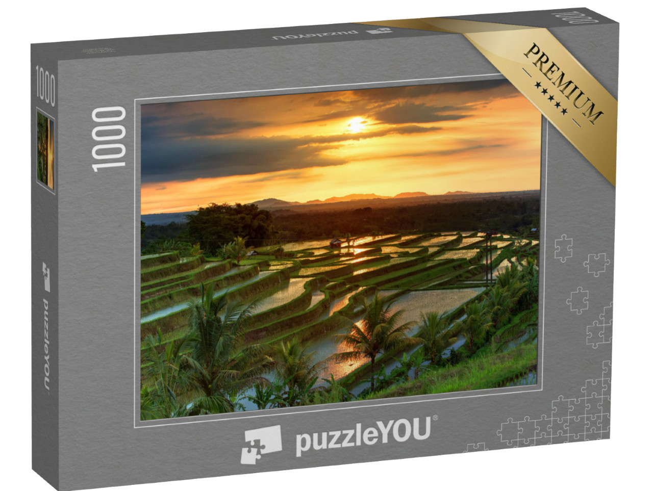 puzzle 1000 dílků „Rýžové terasy Jatiluwih na Bali při východu slunce, Indonésie“