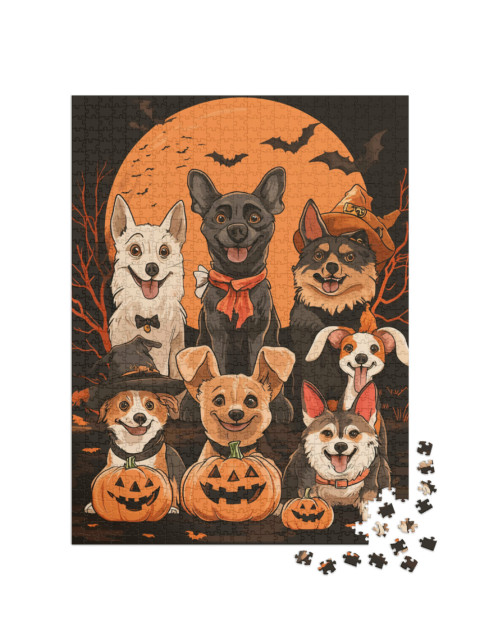 puzzle 1000 dílků „Psí kamarádi na Halloween“